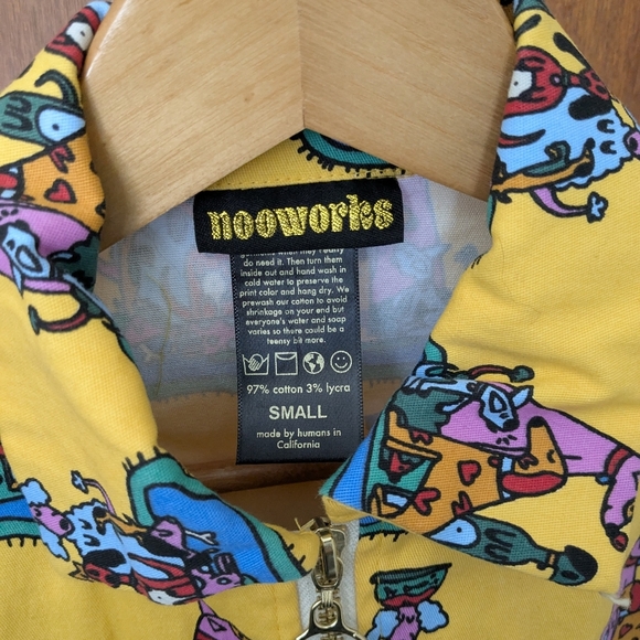 Nooworks Jacket Dog Party Moto Full Zip Small Yellow - Picture 4 of 8